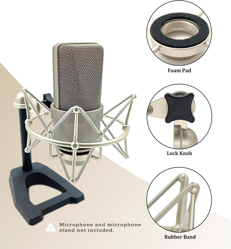 FUNTOK TLM 103 Shock Mount - Microphone Mount Compatible for Neumann TLM 103 M147 Condenser Mic by ,Silver - Image 2